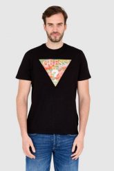 GUESS T-shirt czarny slim fit. Czarne t-shirty Guess, l, z aplikacjami, bez kołnierzyka, bez ramiączek. W wyprzedaży za 129.99 zł.
