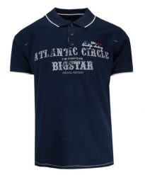 Koszulka POLO Granatowa z Nadrukiem, Casualowa, Męska, Krótki Rękaw. Niebieskie bluzki z długim rękawem MCL, l, bez wzorów, z bawełny, bez kołnierzyka, bez ramiączek. Za 145.00 zł.