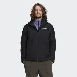 Kurtka przeciwdeszczowa adidas Terrex Multi Primegreen Insulated 2L. Czarne kurtki Adidas, na zimę, l, bez wzorów, z syntetyku, bez kaptura. Za 447.25 zł.