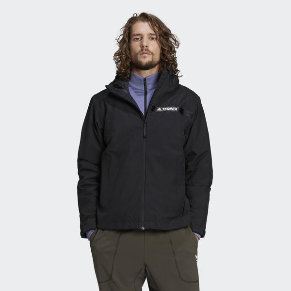 Kurtka przeciwdeszczowa adidas Terrex Multi Primegreen Insulated 2L. Czarne kurtki Adidas, na zimę, l, bez wzorów, z syntetyku, bez kaptura. Za 443.25 zł.