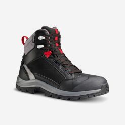 Buty turystyczne męskie Quechua SH500 mountain Mid wodoodporne. Czarne buty trekkingowe QUECHUA, na zimę, bez wzorów, bez zapięcia, trekkingowe. W wyprzedaży za 199.99 zł.