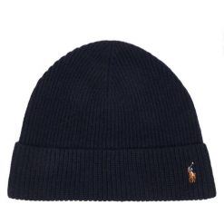 Czapka Polo Ralph Lauren. Niebieskie czapki zimowe Polo Ralph Lauren, bez wzorów. Za 419.99 zł.