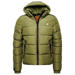 Kurtka z kapturem Superdry Sports. Zielone kurtki Superdry, s, z aplikacjami, z materiału, z kapturem. Za 463.90 zł.