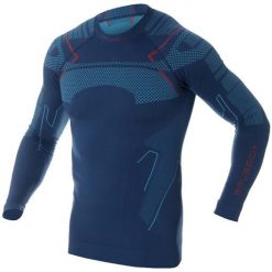 Bluza turystyczna męska Brubeck Thermo LS13040A. Niebieskie bielizna termoaktywna Brubeck, na zimę, m, bez wzorów, z dzianiny, bez ramiączek, narciarskie. Za 198.00 zł.