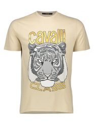 Cavalli CLASS Koszulka w kolorze beżowym rozmiar: XL. Brązowe bezrękawniki Cavalli Class, xl, bez wzorów, z bawełny, bez kołnierzyka, bez ramiączek. Za 87.81 zł.