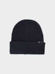 4F Czapka zimowa męska - czarna M. Czarne czapki zimowe 4F, bez wzorów, z materiału. W wyprzedaży za 39.99 zł.