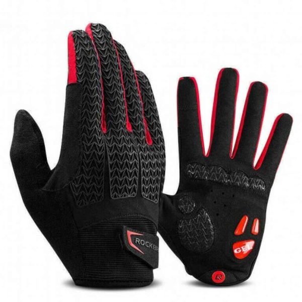 Rękawiczki rowerowe / sportowe ROCKBROS (S169). Czerwone rękawiczki ROCKBROS, bez wzorów, z gumy. Za 89.00 zł.