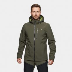 Kurtka softshell męska trekkingowa Alpinus Roignais. Zielone kurtki Alpinus, na jesień, m, bez wzorów, z elastanu, z kapturem. Za 399.00 zł.