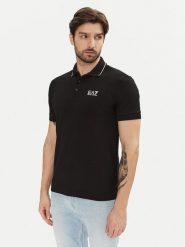 EA7 Emporio Armani Polo 8NPF16 PJVUZ 1200 Czarny Slim Fit. Czarne koszulki polo EA7 Emporio Armani, m, bez wzorów, z bawełny, bez kołnierzyka, bez ramiączek. Za 229.99 zł.