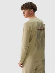 4F Longsleeve regular męski - khaki L. Brązowe bluzki z długim rękawem 4F, l, bez wzorów, z bawełny, bez kołnierzyka, bez ramiączek. W wyprzedaży za 39.99 zł.