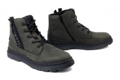 BUGATTI 321-AUC30-1200 7100 dark green, trzewiki męskie. Zielone botki sznurowane Bugatti, bez wzorów, bez obcasa, bez zapięcia. Za 473.92 zł.