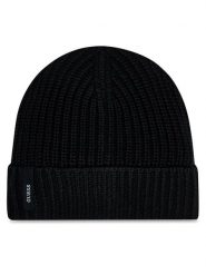 Guess Czapka AM5025 POL01 Czarny. Czarne czapki zimowe Guess, z aplikacjami, z materiału. Za 149.99 zł.