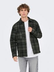 ONLY & SONS Kurtka koszulowa "Gudmund" w kolorze szaro-czarnym rozmiar: M. Czarne kurtki Only & Sons, m, bez wzorów, bez kaptura. Za 144.92 zł.