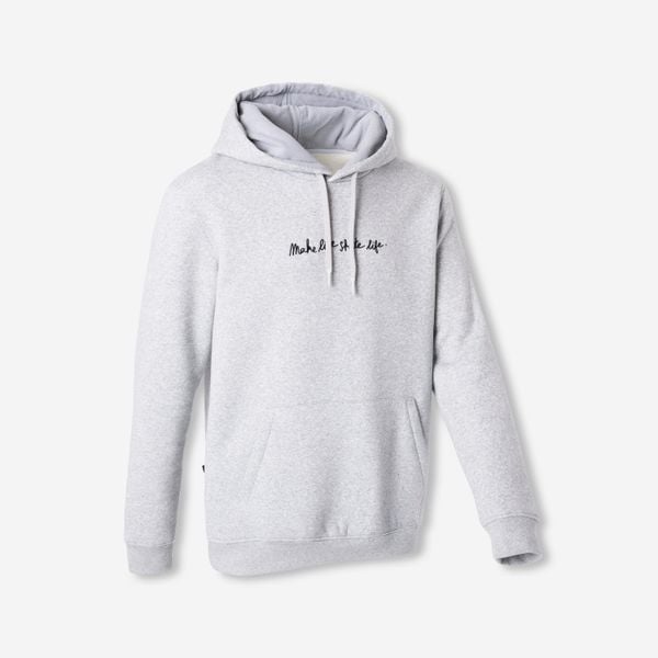 Bluza na deskorolkę HD500 szara melanżowa we współpracy z Make Life Skate Life. Szare bluzy Decathlon, na zimę, m, bez wzorów, z bawełny, bez kaptura. Za 139.99 zł.