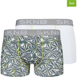 Bokserki (2 pary) w kolorze szaro-zielonym i białym. Bokserki Skiny. W wyprzedaży za 42.95 zł.
