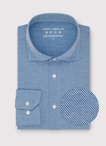 PAKO LORENTE - Jasnoniebieska dzianinowa koszula męska. Niebieskie koszule Pako Lorente, m, bez wzorów, z bawełny, bez kołnierzyka, bez ramiączek. Za 299.99 zł.