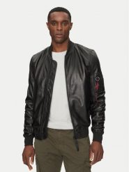 Alpha Industries Kurtka skórzana Ma-1 156141 Czarny Slim Fit. Czarne kurtki Alpha Industries, m, bez wzorów, ze skóry, bez kaptura. Za 1,349.99 zł.