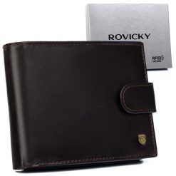 Portfel skórzany Rovicky N992L-RVT-3166 D.BRO c. brązowy. Brązowe portfele ROVICKY, bez wzorów, ze skóry. Za 65.99 zł.