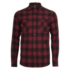 Flanelowa Koszula Męska W Kratę. Brązowe koszule Urban Classics, l, bez wzorów, bez kołnierzyka, bez ramiączek. Za 153.99 zł.