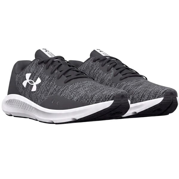Buty Męskie Logo Bieganie Charged Pursuit 3. Szare buty trekkingowe Under Armour, bez wzorów, bez zapięcia, do biegania. Za 338.99 zł.