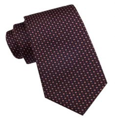 Elegancki Męski Krawat - Alties - Granat w Ciemno-Czerwone Groszki. Czerwone krawaty i muchy Alties, bez wzorów, z tkaniny. Za 49.00 zł.