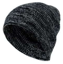 Czarna Melanżowa Męska Jesienno-Zimowa Czapka, Ciepła, Uniwersalny Rozmiar, z Kożuchem. Czarne czapki zimowe Pako Jeans, bez wzorów, ze splotem. Za 35.00 zł.
