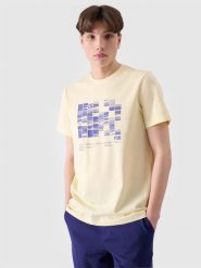4F T-shirt regular z nadrukiem męski - żółty L. Żółte t-shirty 4F, l, bez wzorów, z bawełny, bez kołnierzyka, bez ramiączek. W wyprzedaży za 29.99 zł.