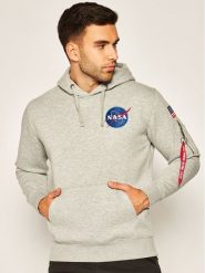 Alpha Industries Bluza Space Shuttle 178317 Szary Regular Fit. Szare bluzy Alpha Industries, l, bez wzorów, z bawełny, bez kaptura. Za 229.99 zł.