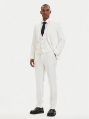 HUGO Garnitur Henry 50559672 Kremowy Slim Fit. Białe garnitury Hugo, m, bez wzorów, z bawełny. Za 2,599.00 zł.