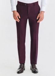 PAKO LORENTE – Bordowe spodnie garniturowe. Czerwone garnitury Pako Lorente, m, bez wzorów, z elastanu. Za 399.99 zł.