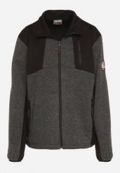 Szaro-Czarna Bluza z Łączonych Materiałów ze Stójką i Suwakiem Fenesea. Szare bluzy Born2be, l, bez wzorów, z jeansu, bez kaptura. Za 119.99 zł.