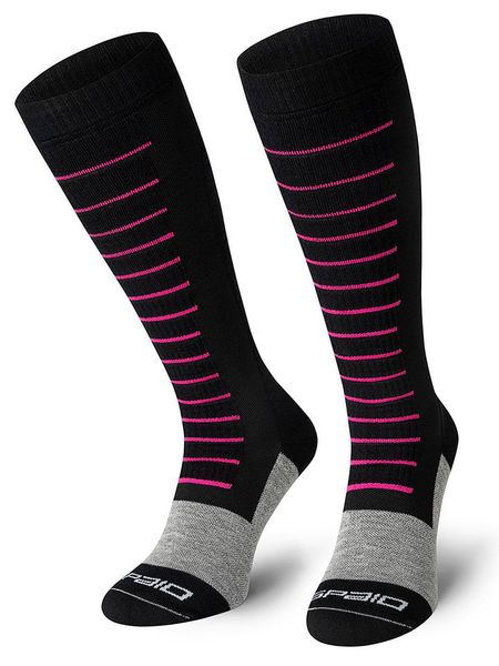 Spaio Podkolanówki narciarskie "Fierce" w kolorze czarno-różowo-szarym rozmiar: 41-43. Czarne skarpety Spaio, bez wzorów, z wełny. Za 86.99 zł.