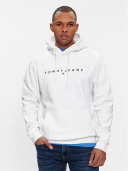 Tommy Jeans Bluza Linear Logo DM0DM17985 Biały Regular Fit. Białe bluzy Tommy Jeans, m, bez wzorów, z bawełny, bez kaptura. Za 229.99 zł.