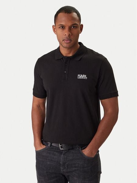 KARL LAGERFELD Polo 745780 561235 Czarny Regular Fit. Czarne koszulki polo KARL LAGERFELD, m, bez wzorów, z bawełny, bez kołnierzyka, bez ramiączek. Za 309.99 zł.
