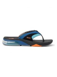 Reef Japonki "Fanning+" w kolorze niebiesko-czarno-pomarańczowym rozmiar: 45. Czarne japonki Reef, bez wzorów. Za 281.76 zł.