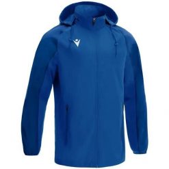 Wodoodporna kurtka z pełnym zamkiem błyskawicznym Macron Elbrus. Niebieskie kurtki przeciwdeszczowe Macron, bez wzorów, bez kaptura. Za 261.00 zł.