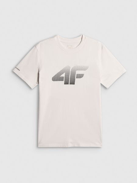 4F T-shirt regular z nadrukiem męski - biały L. Białe t-shirty 4F, l, bez wzorów, z bawełny, bez kołnierzyka, bez ramiączek. Za 69.99 zł.