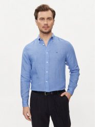 Tommy Hilfiger Koszula MW0MW34602 Niebieski Regular Fit. Niebieskie koszule Tommy Hilfiger, m, bez wzorów, ze lnu, bez kołnierzyka, bez ramiączek. Za 479.99 zł.
