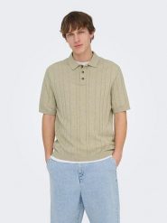 ONLY & SONS Koszulka polo "Onssofus" w kolorze beżowym rozmiar: S. Brązowe koszulki polo Only & Sons, s, bez wzorów, bez kołnierzyka, bez ramiączek. Za 87.40 zł.