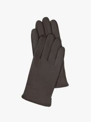 Brązowe rękawiczki ze skóry licowej. Brązowe rękawiczki Ryłko, bez wzorów, ze skóry. Za 129.99 zł.