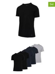 Fila Koszulki (5 szt.) w kolorze granatowym, czarnym i szarym rozmiar: L. Czarne bezrękawniki Fila, l, bez wzorów, bez kołnierzyka, bez ramiączek. Za 187.99 zł.