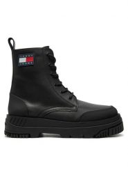 Tommy Jeans Trzewiki EM0EM01511 Czarny. Czarne botki sznurowane Tommy Jeans, bez wzorów, z jeansu, bez obcasa, bez zapięcia. Za 799.99 zł.