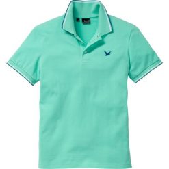 Shirt polo z bawełny pique bonprix zielony miętowy. Zielone koszulki polo sportowe bonprix, z bawełny, z kontrastowym kołnierzykiem. Za 44.99 zł.
