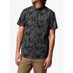 Koszula turystyczna męska Columbia Rapid Rivers Printed Short Sleeve Shirt. Szare koszule Columbia, m, bez wzorów, bez kołnierzyka, bez ramiączek. Za 214.49 zł.