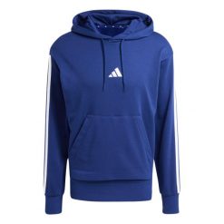 Bluza z kapturem adidas Essentials 3-Stripes French Terry. Niebieskie bluzy z kapturem Adidas, m, bez wzorów, z bawełny, z kapturem. Za 215.99 zł.