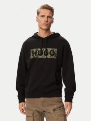 HUGO Bluza Necdysis 50566028 Czarny Regular Fit. Czarne bluzy Hugo, l, bez wzorów, z bawełny, bez kaptura. Za 499.99 zł.