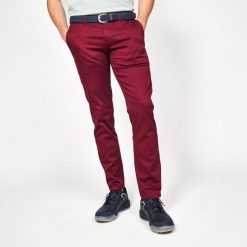 Spodnie do golfa chino męskie MW500 bawełniane. Fioletowe eleganckie spodnie INESIS, l, z bawełny, sportowe. Za 119.99 zł.