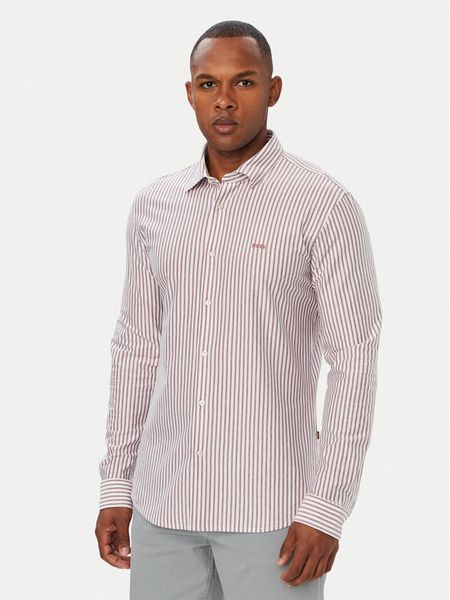 BOSS Koszula Mysoft 50519748 Czerwony jasny Slim Fit. Czerwone koszule Boss, m, bez wzorów, z bawełny, bez kołnierzyka, bez ramiączek. Za 499.99 zł.