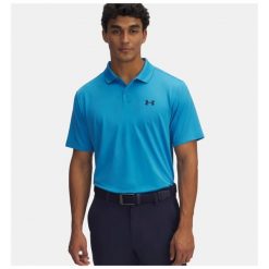 Koszulka Męska Polo Under Armour. Niebieskie koszulki polo Under Armour, m, bez wzorów, bez kołnierzyka, bez ramiączek, na fitness i siłownię. Za 199.99 zł.