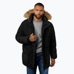 Kurtka męska Pitbull Forest Hooded Parka. Czarne kurtki PITBULL, na zimę, m, bez wzorów, z materiału, bez kaptura. Za 489.99 zł.